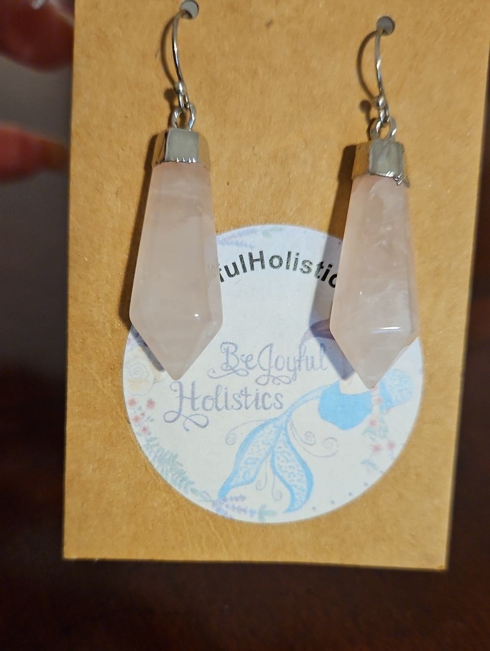 Rose Quartz Dangle Earrings - Pink